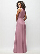Rear View Thumbnail - Dusty Pink Deep V-Neck Chiffon Maxi Dress