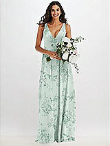 Alt View 2 Thumbnail - Mint Green Floral Deep V-Neck Chiffon Maxi Dress