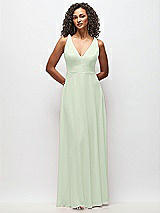 Front View Thumbnail - Mint Green Deep V-Neck Chiffon Maxi Dress