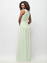 Rear View Thumbnail - Mint Green Deep V-Neck Chiffon Maxi Dress
