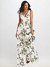 Alt View 1 Thumbnail - Palm Beach Print Deep V-Neck Chiffon Maxi Dress