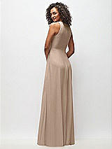 Rear View Thumbnail - Topaz Deep V-Neck Chiffon Maxi Dress