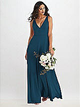 Alt View 1 Thumbnail - Atlantic Blue Deep V-Neck Chiffon Maxi Dress