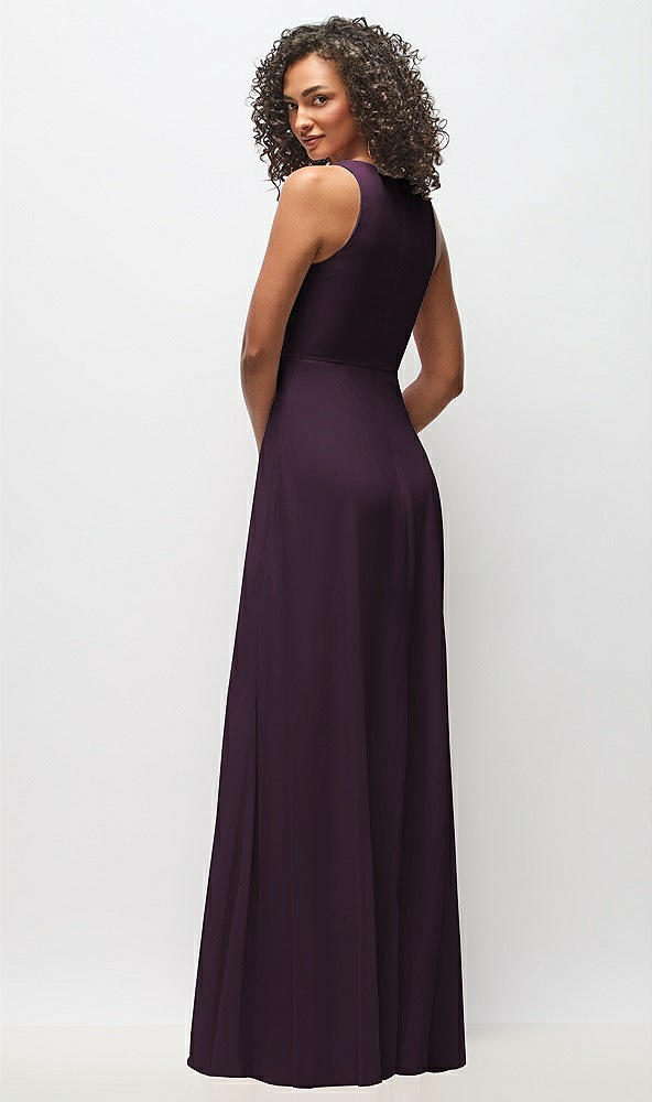 Back View - Aubergine Deep V-Neck Chiffon Maxi Dress