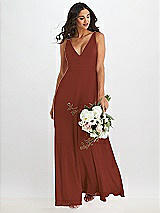 Alt View 1 Thumbnail - Auburn Moon Deep V-Neck Chiffon Maxi Dress