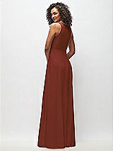 Rear View Thumbnail - Auburn Moon Deep V-Neck Chiffon Maxi Dress