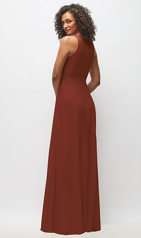 Back View - Auburn Moon Deep V-Neck Chiffon Maxi Dress
