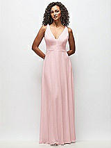 Front View Thumbnail - Ballet Pink Deep V-Neck Chiffon Maxi Dress