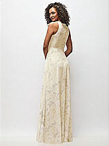 Rear View Thumbnail - Butter Yellow Floral Deep V-Neck Chiffon Maxi Dress