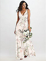 Alt View 1 Thumbnail - Blush Garden Deep V-Neck Chiffon Maxi Dress