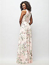 Rear View Thumbnail - Blush Garden Deep V-Neck Chiffon Maxi Dress