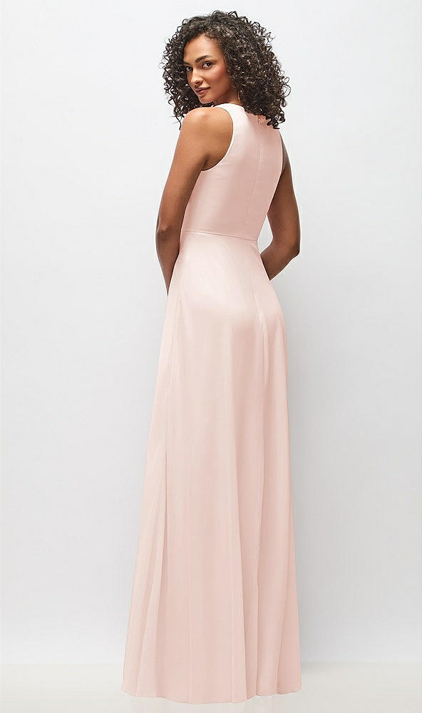 Back View - Blush Deep V-Neck Chiffon Maxi Dress