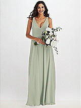 Alt View 2 Thumbnail - Celadon Deep V-Neck Chiffon Maxi Dress