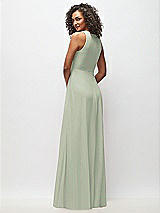 Rear View Thumbnail - Celadon Deep V-Neck Chiffon Maxi Dress