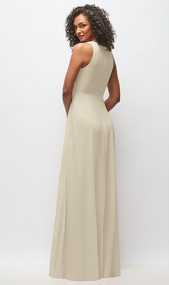 Back View - Champagne Deep V-Neck Chiffon Maxi Dress