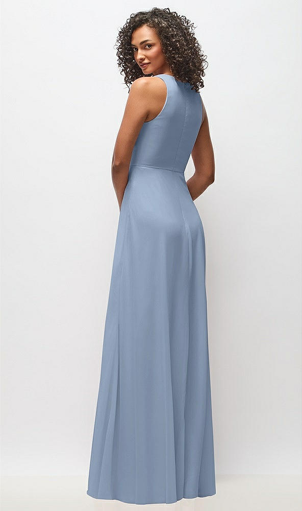 Back View - Cloudy Deep V-Neck Chiffon Maxi Dress