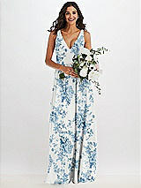 Alt View 2 Thumbnail - Cottage Rose Dusk Blue Deep V-Neck Chiffon Maxi Dress