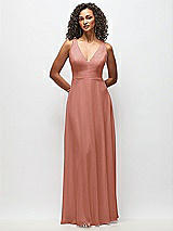 Front View Thumbnail - Desert Rose Deep V-Neck Chiffon Maxi Dress