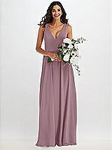Alt View 2 Thumbnail - Dusty Rose Deep V-Neck Chiffon Maxi Dress