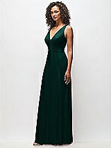 Side View Thumbnail - Evergreen Deep V-Neck Chiffon Maxi Dress