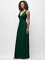 Side View Thumbnail - Hunter Green Deep V-Neck Chiffon Maxi Dress