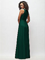 Rear View Thumbnail - Hunter Green Deep V-Neck Chiffon Maxi Dress