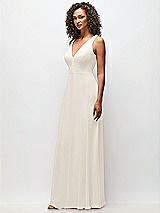 Side View Thumbnail - Ivory Deep V-Neck Chiffon Maxi Dress