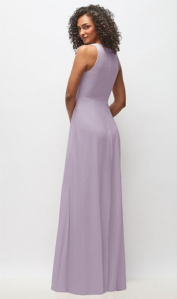 Back View - Lilac Haze Deep V-Neck Chiffon Maxi Dress