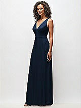 Side View Thumbnail - Midnight Navy Deep V-Neck Chiffon Maxi Dress