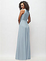Rear View Thumbnail - Mist Deep V-Neck Chiffon Maxi Dress