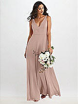 Alt View 1 Thumbnail - Neu Nude Deep V-Neck Chiffon Maxi Dress