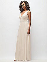 Side View Thumbnail - Oat Deep V-Neck Chiffon Maxi Dress