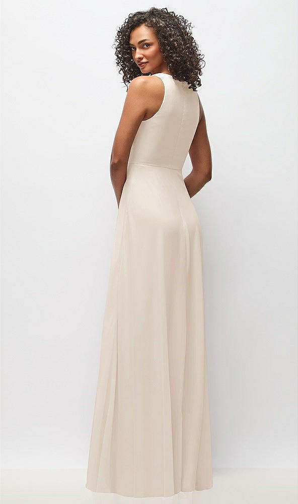 Back View - Oat Deep V-Neck Chiffon Maxi Dress