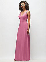 Side View Thumbnail - Orchid Pink Deep V-Neck Chiffon Maxi Dress