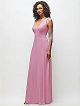 Side View Thumbnail - Powder Pink Deep V-Neck Chiffon Maxi Dress