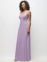 Side View Thumbnail - Pale Purple Deep V-Neck Chiffon Maxi Dress