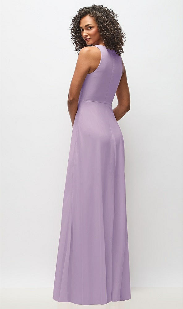 Back View - Pale Purple Deep V-Neck Chiffon Maxi Dress
