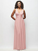 Front View Thumbnail - Rose Deep V-Neck Chiffon Maxi Dress