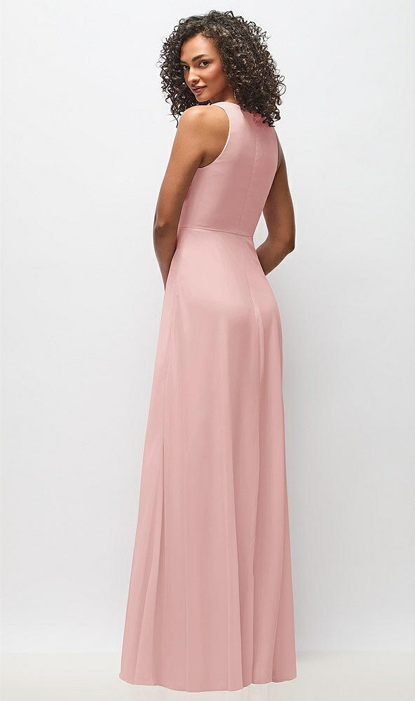 Back View - Rose Deep V-Neck Chiffon Maxi Dress