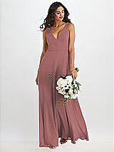 Alt View 1 Thumbnail - Rosewood Deep V-Neck Chiffon Maxi Dress