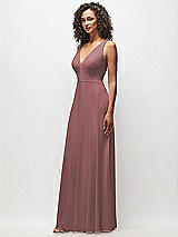 Side View Thumbnail - Rosewood Deep V-Neck Chiffon Maxi Dress