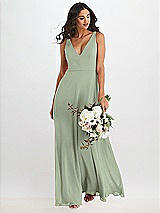 Alt View 1 Thumbnail - Sage Deep V-Neck Chiffon Maxi Dress