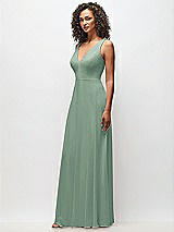 Side View Thumbnail - Seagrass Deep V-Neck Chiffon Maxi Dress