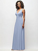 Side View Thumbnail - Sky Blue Deep V-Neck Chiffon Maxi Dress