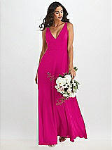 Alt View 1 Thumbnail - Think Pink Deep V-Neck Chiffon Maxi Dress