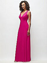 Side View Thumbnail - Think Pink Deep V-Neck Chiffon Maxi Dress