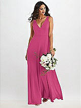 Alt View 1 Thumbnail - Tea Rose Deep V-Neck Chiffon Maxi Dress