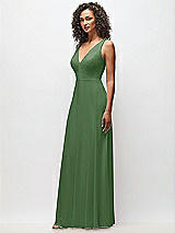 Side View Thumbnail - Vineyard Green Deep V-Neck Chiffon Maxi Dress