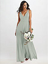 Alt View 1 Thumbnail - Willow Green Deep V-Neck Chiffon Maxi Dress