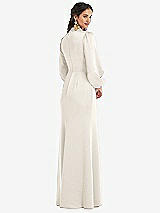 Rear View Thumbnail - Ivory High Collar Puff Sleeve Trumpet Gown - Darby